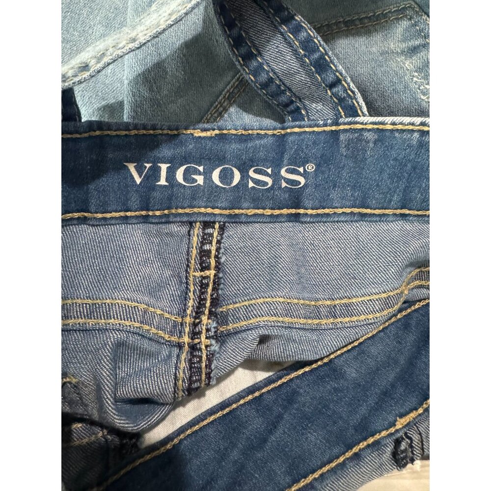 Vigoss Girls Denim Shortalls Size L Regular Rise Super Stretch Blue - Picture 4 of 6